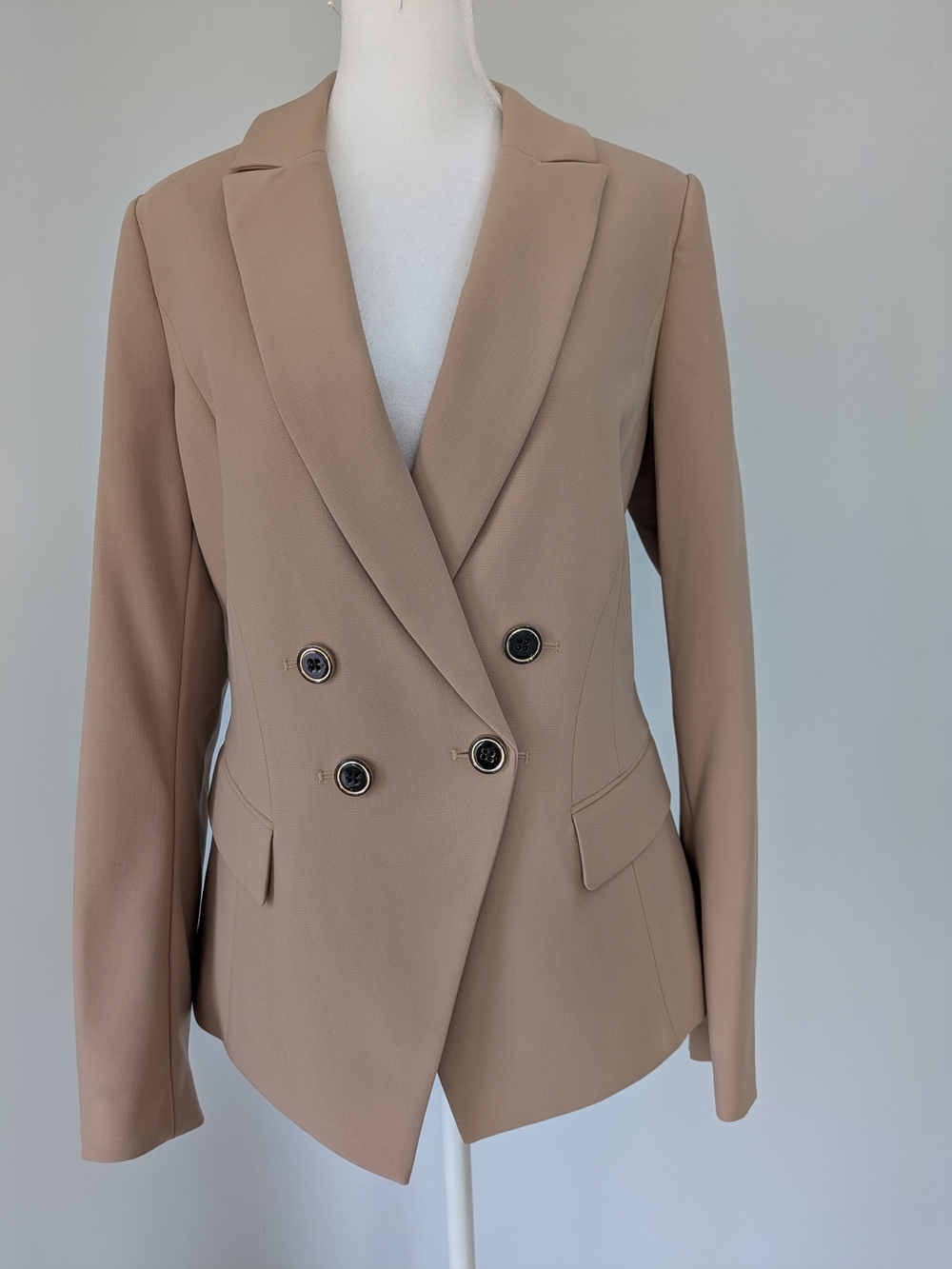 White House Black Market Double-Breasted Blazer in Taupe